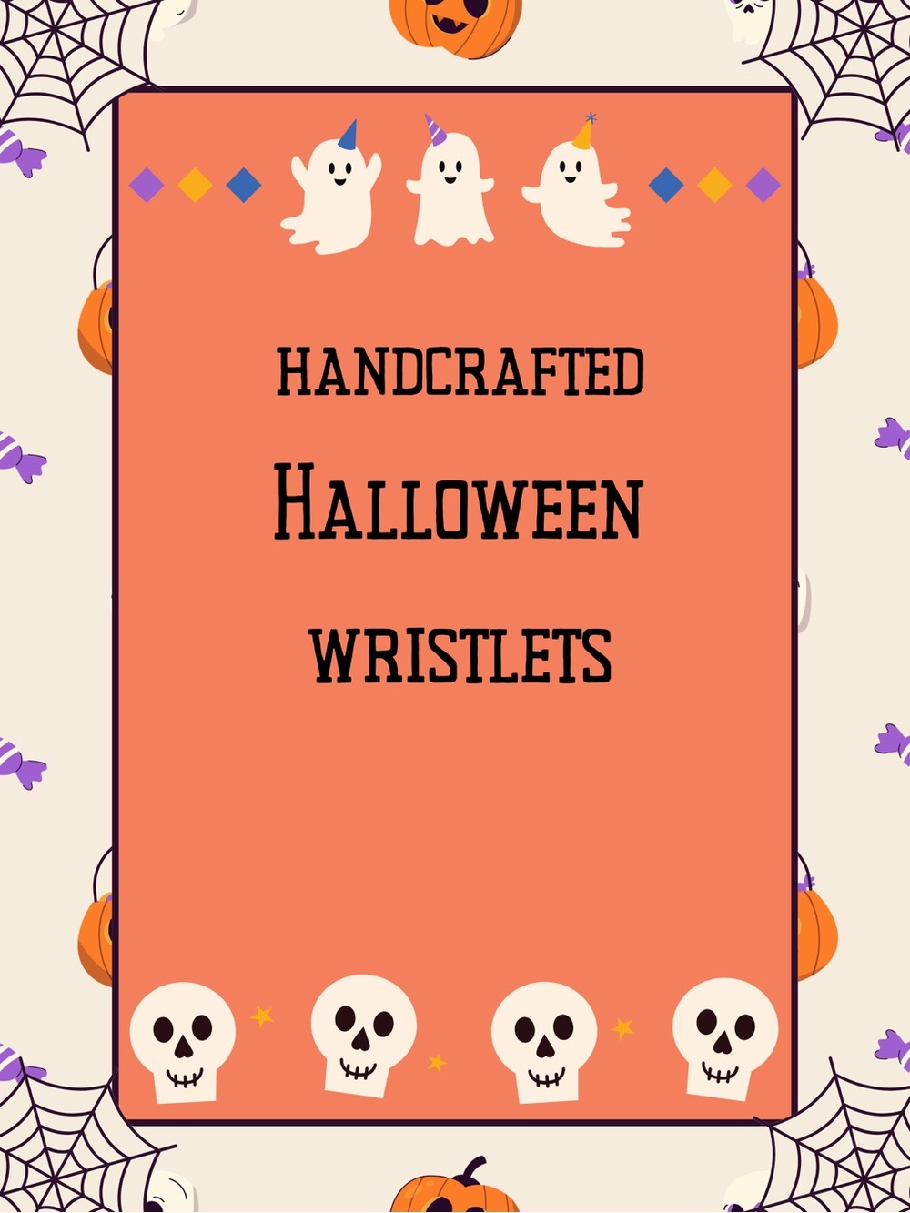 Orange Handcrafted Halloween Wristlets-For Live Shows!